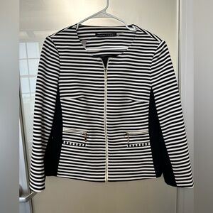 Ivanka Trump Jacket Womens 10 Nautical Striped Career Classic Full Gold Zip